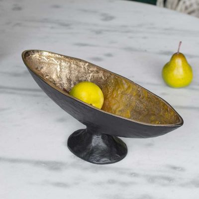 Bowl decorativo de aluminio negro y dorado