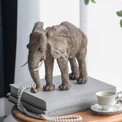 Escultura decorativa elefante café claro
