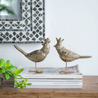 Set de dos esculturas decorativas de pájaros rey y reina