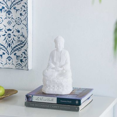 Buddha escultura decorativa resina y piedra Blanca