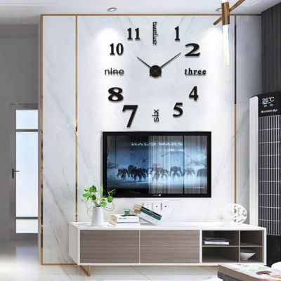 Reloj de Muro 3D Números Alternados 120 cm Negro (L)