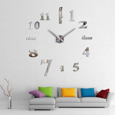 Reloj de Muro 3D Números Alternados 120 cm Plateado (M)