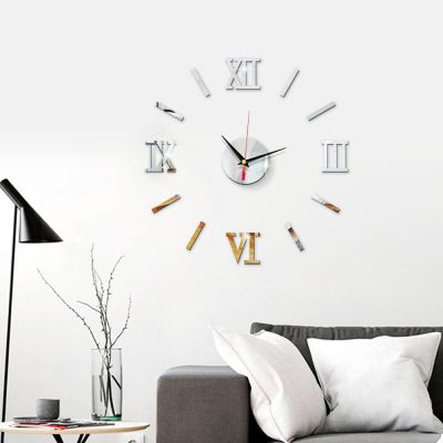 Reloj de Muro 3D Romano 120 cm Plateado (L)